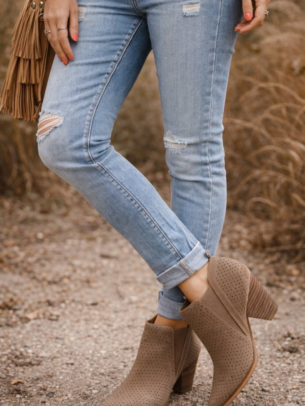 Franco Sarto Booties Womens‎ 9.5M Tan Suede Zip Ankle Boots Western Boho